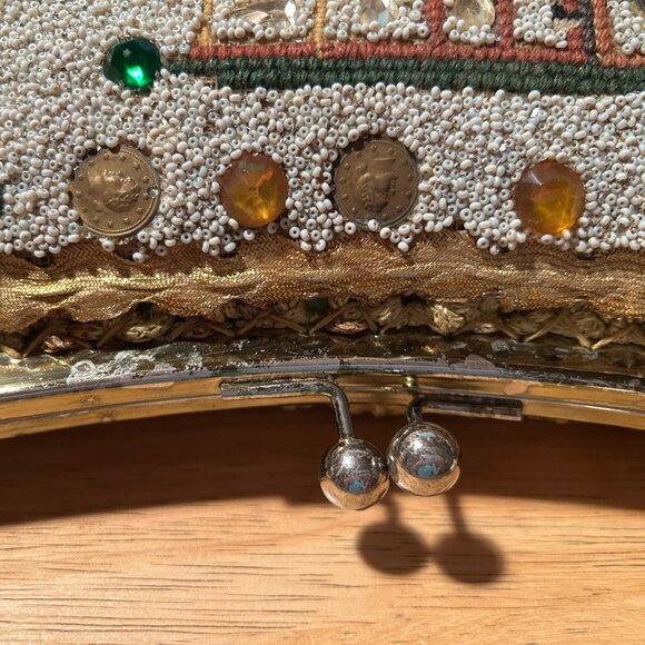 Womens Caron Multicolor Crochet Beaded Embroidery Packard Limousine Satchel Bag - Picture 16 of 16